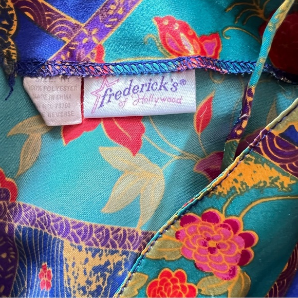 Vintage Fredricks of Hollywood Satin Mini Slip Dress – Floral Patchwork Print - Picture 3 of 7